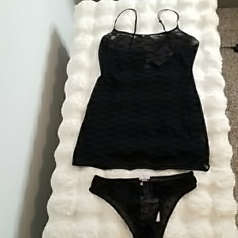 Savage X Fenty Black Mesh Chemise Set